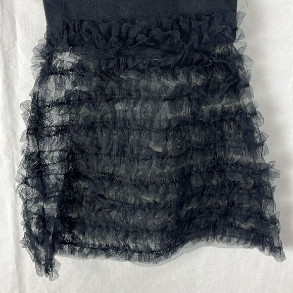 Tu es mon TRESOR EDGE Black Jeans Straight Leg w/ Bell Bottom Ruffle - Picture 6 of 9